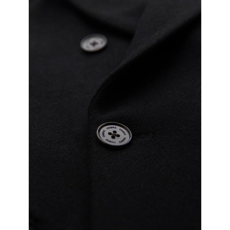 Férfi gyapjú kabát két soros gombos záródással – fekete V2 OM-COWC-0133
