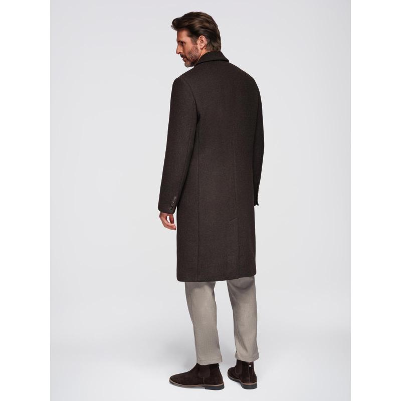 Férfi két soros gyapjú kabát – sötétbarna V3 OM-COWC-0133