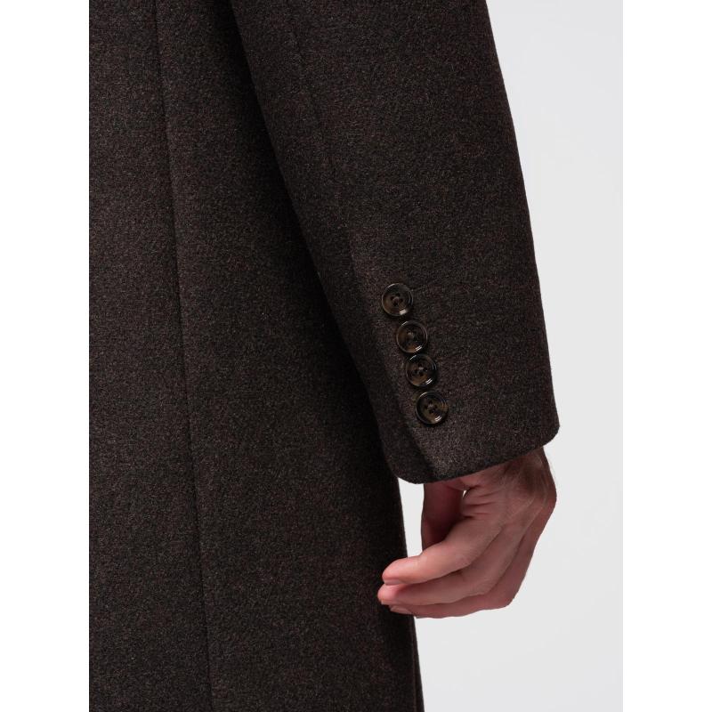 Férfi két soros gyapjú kabát – sötétbarna V3 OM-COWC-0133