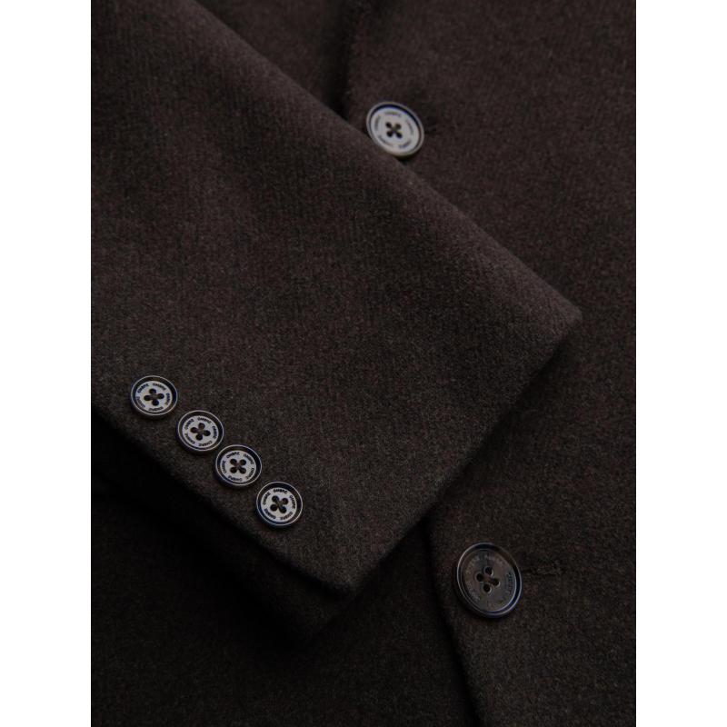 Férfi két soros gyapjú kabát – sötétbarna V3 OM-COWC-0133