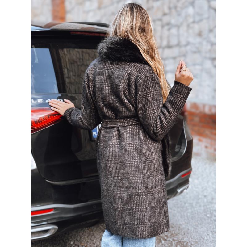 Dámský kabát s kožešinou černý