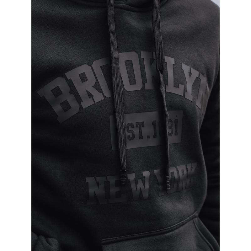 Férfi szigetelt pulóver nyomtatással, fekete