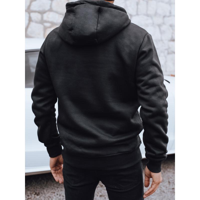 Férfi szigetelt pulóver nyomtatással, fekete