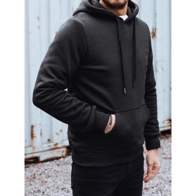 Férfi pulóver nyomtatással, fekete