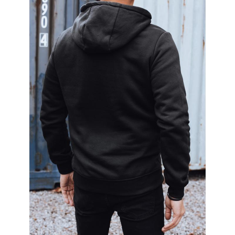 Férfi pulóver nyomtatással, fekete