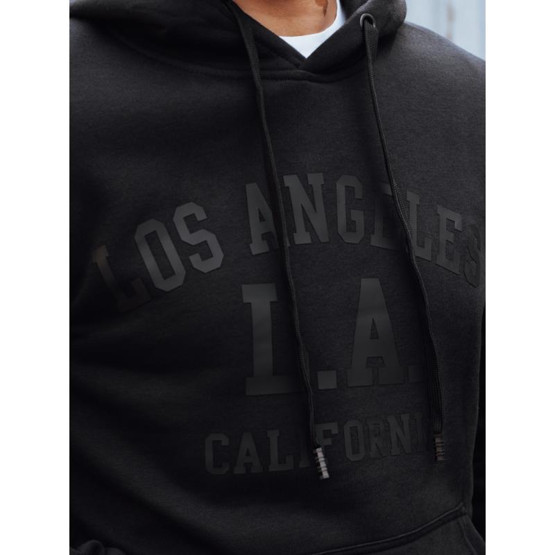 Férfi pulóver kapucnival, fekete