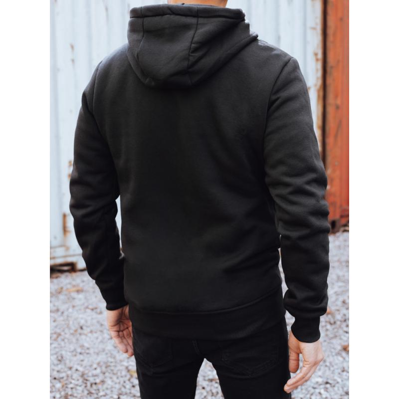 Férfi pulóver kapucnival, fekete
