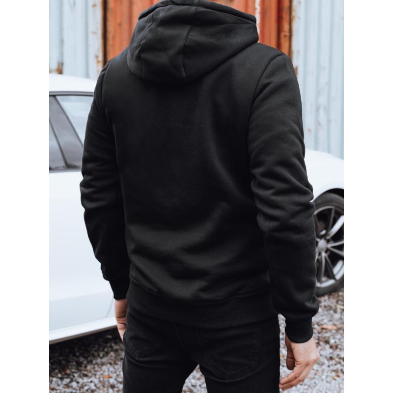 Férfi pulóver nyomtatással, fekete