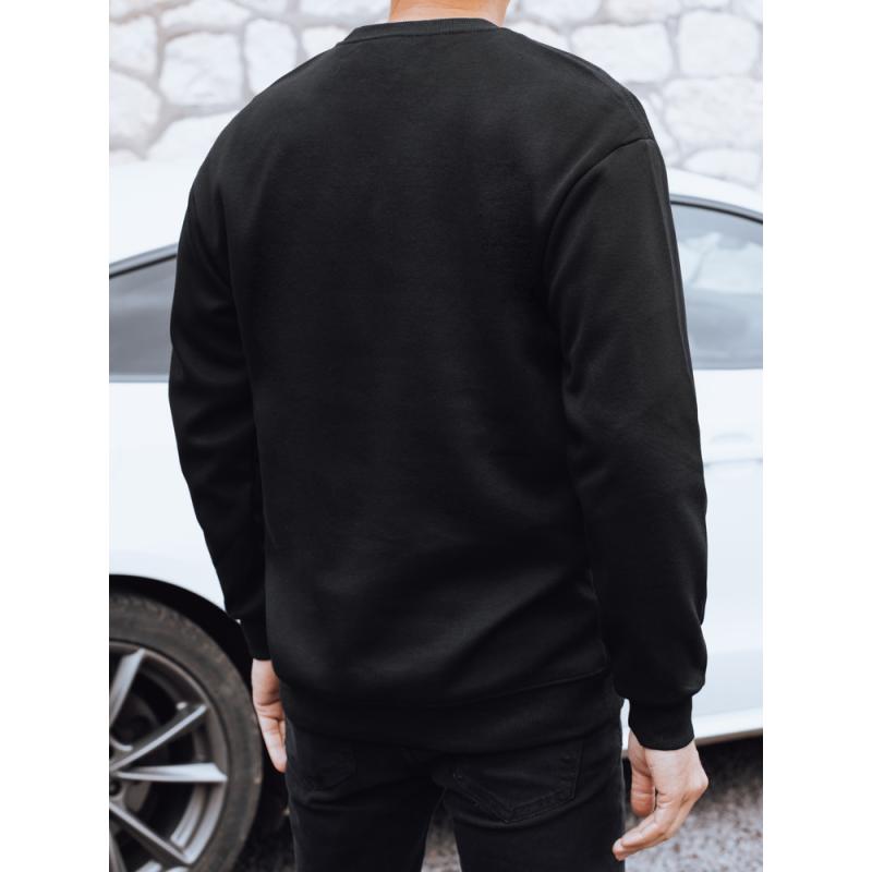 Férfi pulóver nyomtatással, fekete