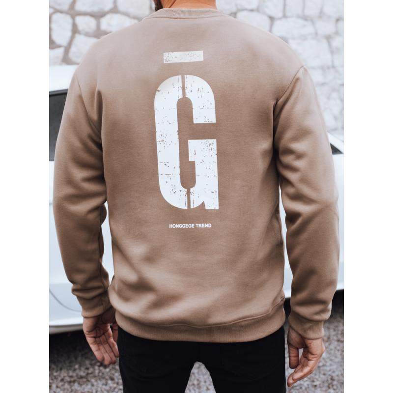 Pánská mikina s potiskem, kamelová