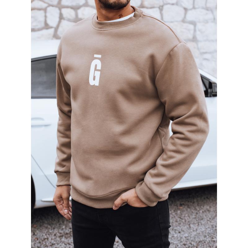 Pánská mikina s potiskem, kamelová