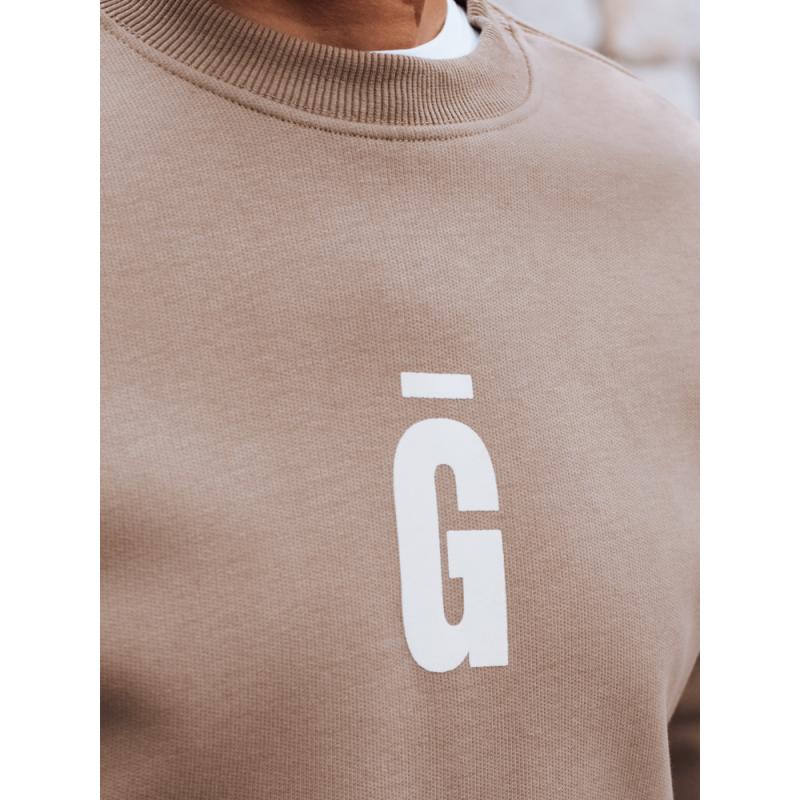 Pánská mikina s potiskem, kamelová