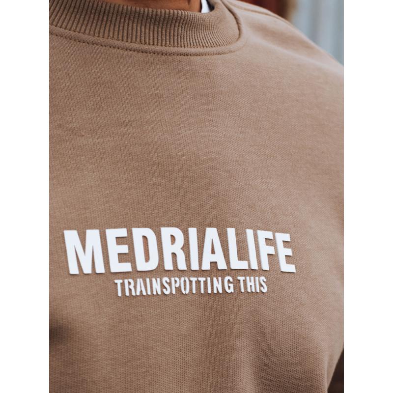 Férfi pulóver nyomtatással, kamel