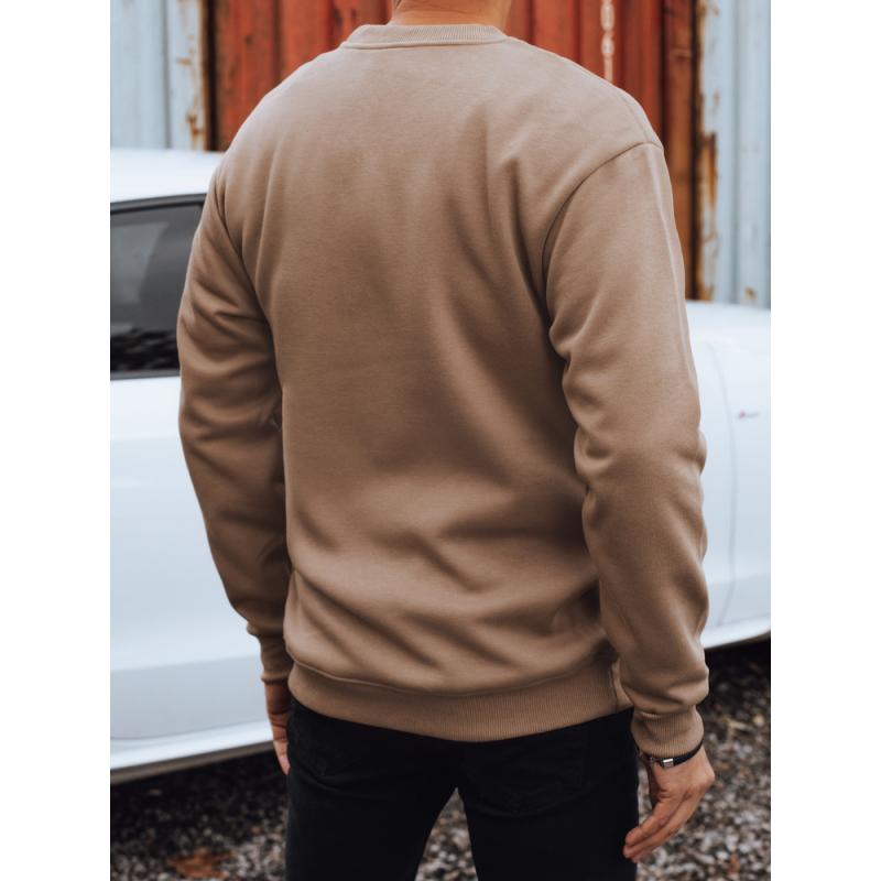 Férfi pulóver nyomtatással, kamel