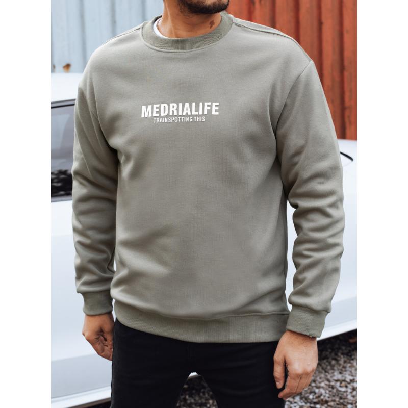 Pánská mikina s potiskem, khaki