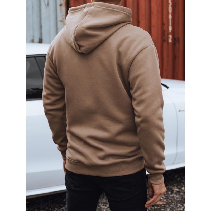Férfi pulóver kapucnival, kamel