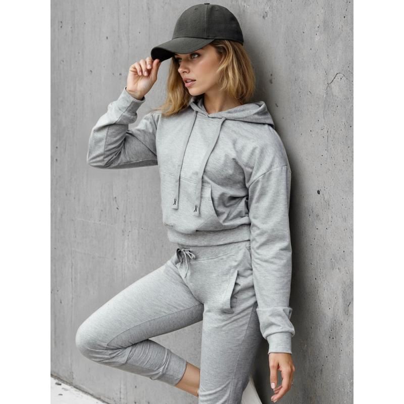 Dámska mikina s kapucňou, svetlo sivá