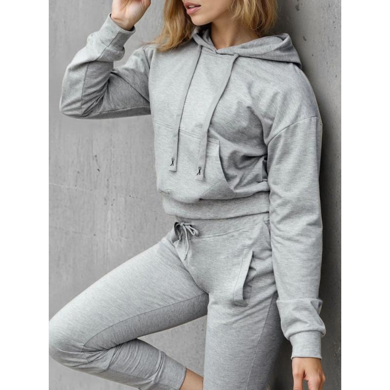 Dámska mikina s kapucňou, svetlo sivá
