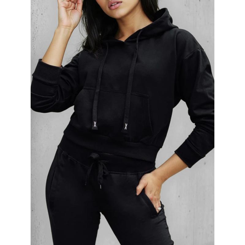 Dámska mikina s kapucňou, čierna