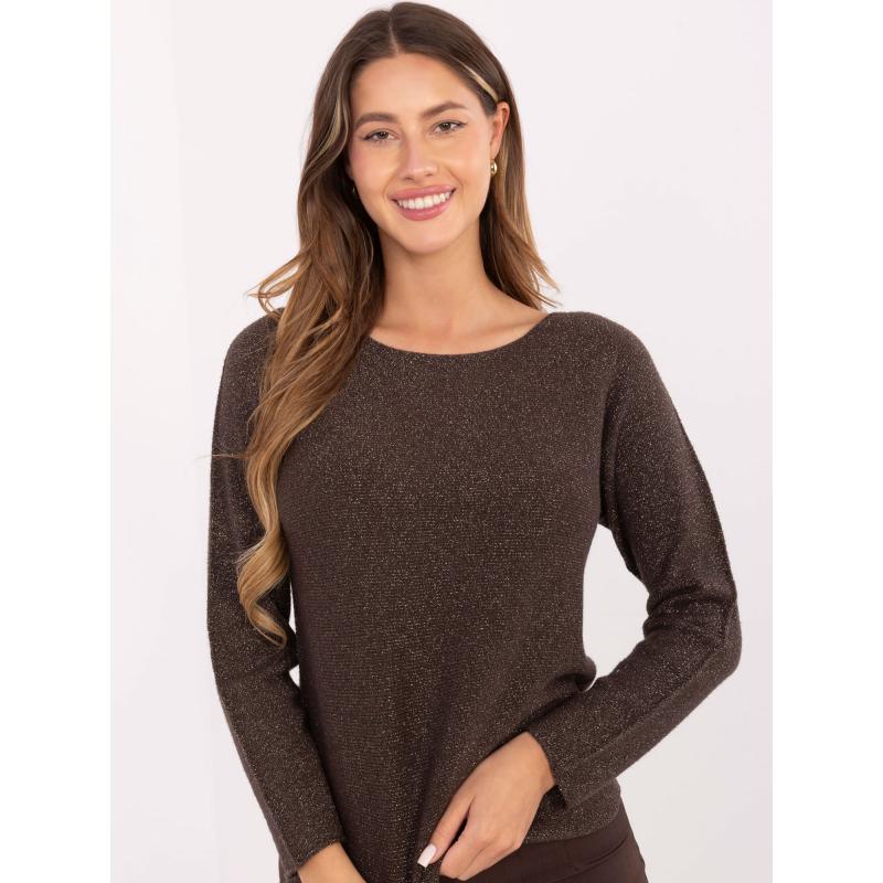 Čokoládový svetr s lesklou nití RUE PARIS