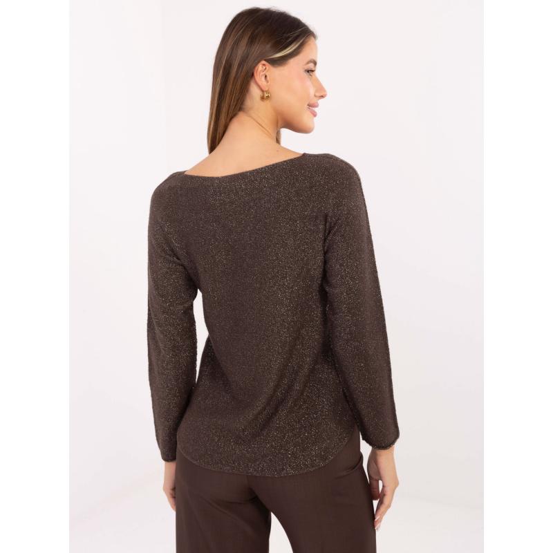 Čokoládový svetr s lesklou nití RUE PARIS