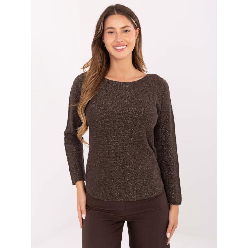 Čokoládový svetr s lesklou nití RUE PARIS