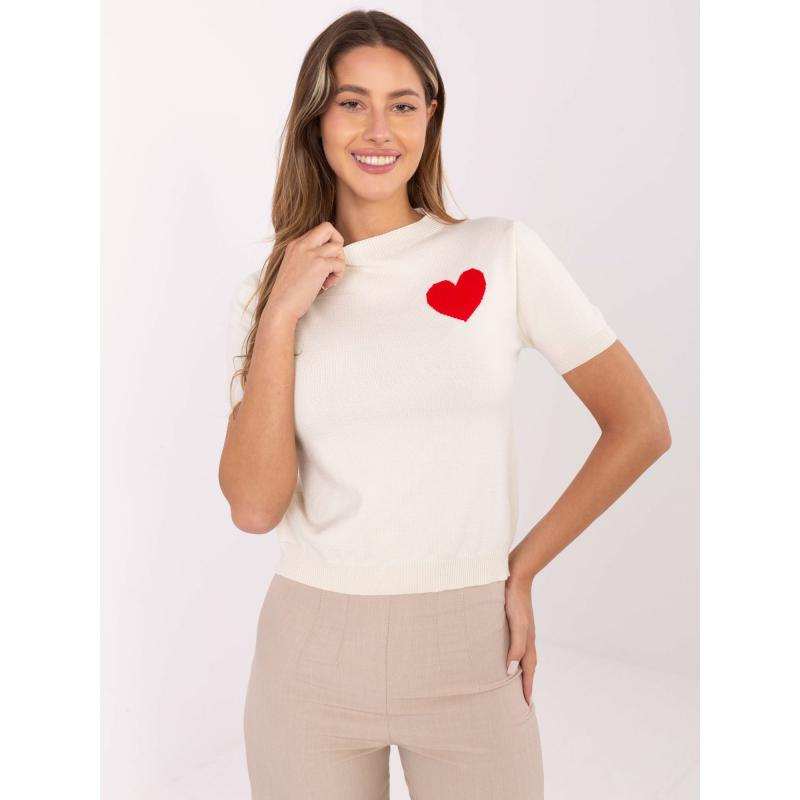 Világos bézs női pulóver szívvel