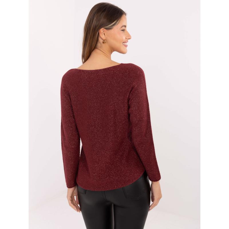 Bordó brokát női pulóver RUE PARIS