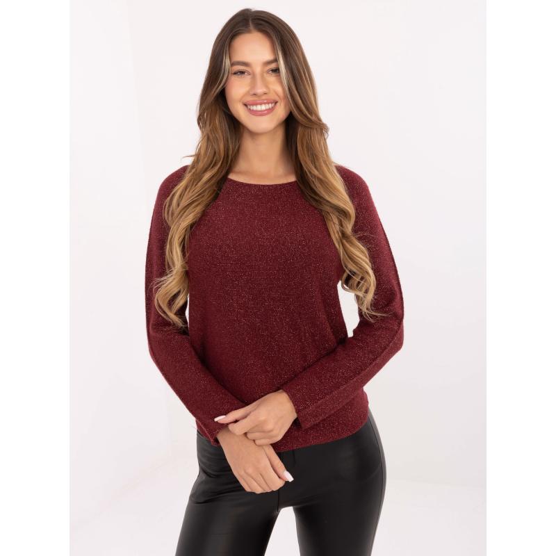 Bordó brokát női pulóver RUE PARIS