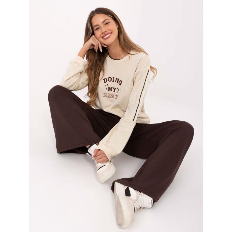 Čokoládovo hnedé basic nohavice so širokými nohavicami a vreckami