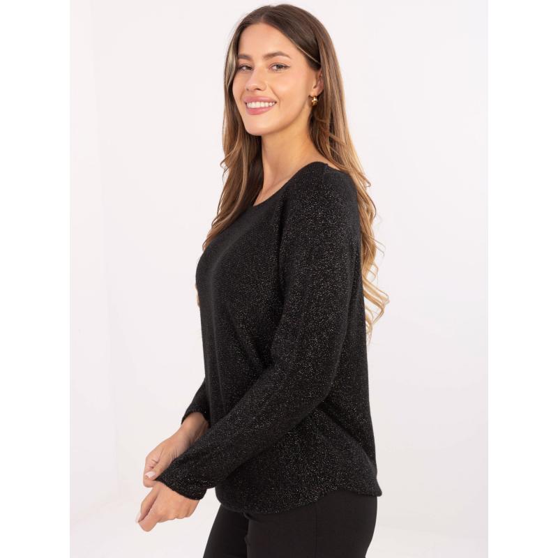 Fekete elegáns pulóver viszkózzal RUE PARIS