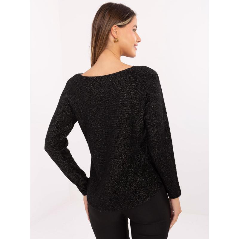 Fekete elegáns pulóver viszkózzal RUE PARIS