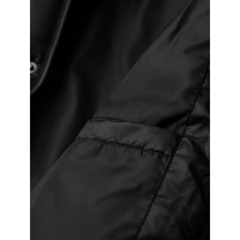 Pánska bunda s kapucňou a geometrickým prešívaním – čierna V1 OM-JAHP-0237