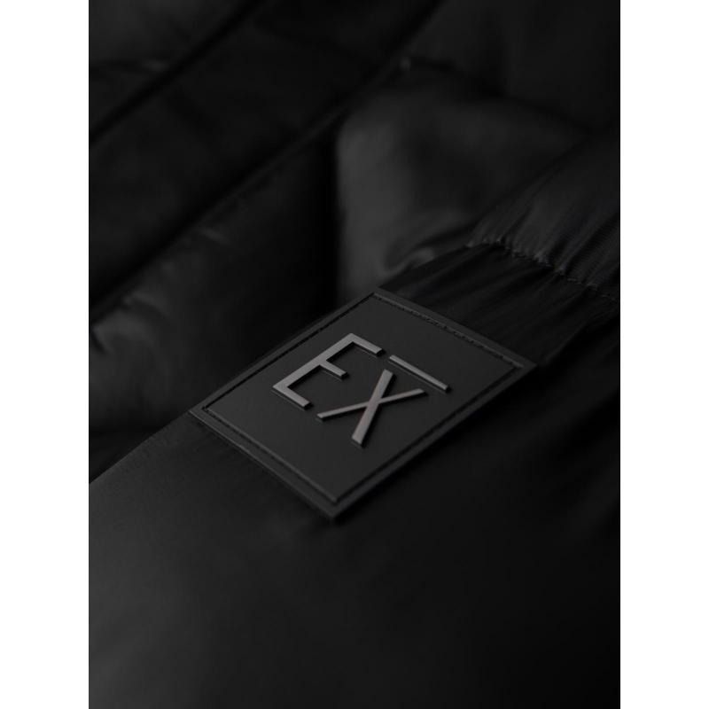 Pánska bunda s kapucňou a geometrickým prešívaním – čierna V1 OM-JAHP-0237