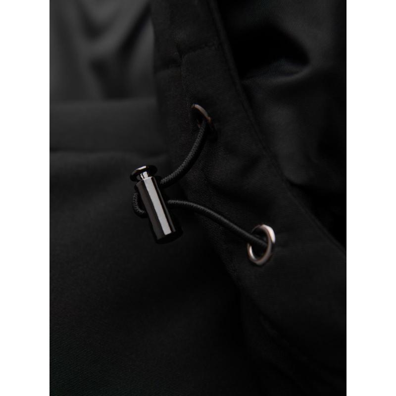 Pánska bunda s kapucňou a geometrickým prešívaním – čierna V1 OM-JAHP-0237