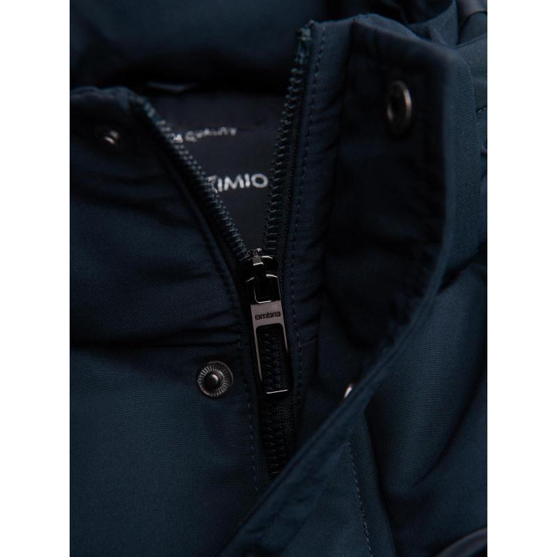 Férfi kabát kapucnival és geometrikus, gyémánt alakú steppéssel – sötétkék V2 OM-JAHP-0237