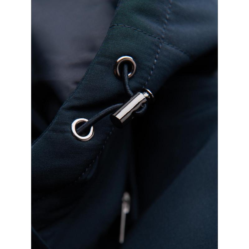 Férfi kabát kapucnival és geometrikus, gyémánt alakú steppéssel – sötétkék V2 OM-JAHP-0237