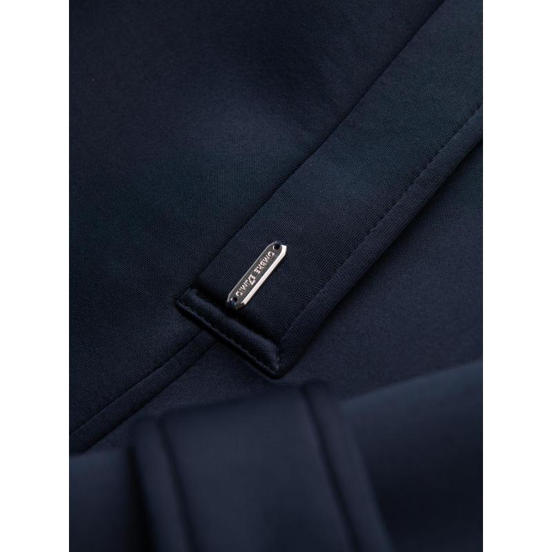 Minimalista férfi kabát közepes hosszúságú kapucnival – sötétkék V5 OM-COLC-0144