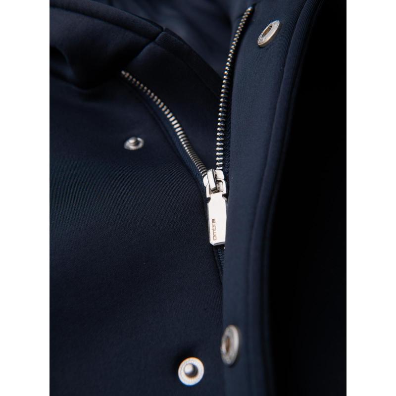 Minimalista férfi kabát közepes hosszúságú kapucnival – sötétkék V5 OM-COLC-0144
