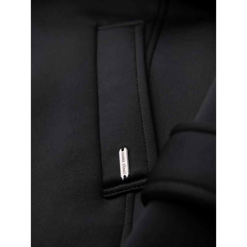 Férfi minimalista, közepes hosszúságú kabát kapucnival – fekete V4 OM-COLC-0144