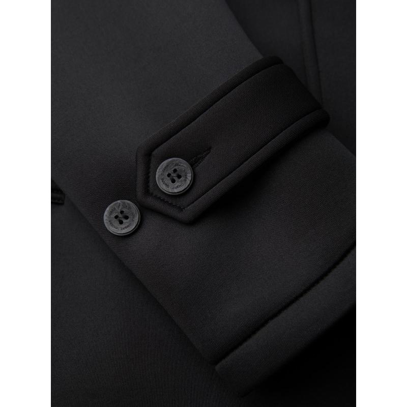 Férfi minimalista, közepes hosszúságú kabát kapucnival – fekete V4 OM-COLC-0144
