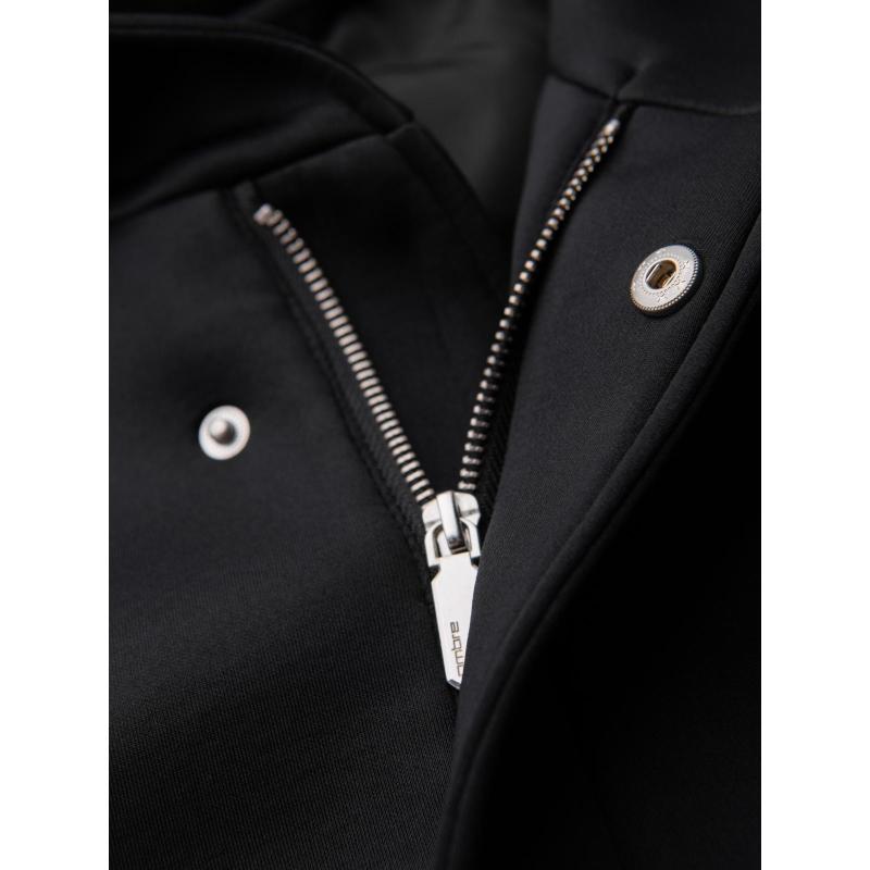 Férfi minimalista, közepes hosszúságú kabát kapucnival – fekete V4 OM-COLC-0144