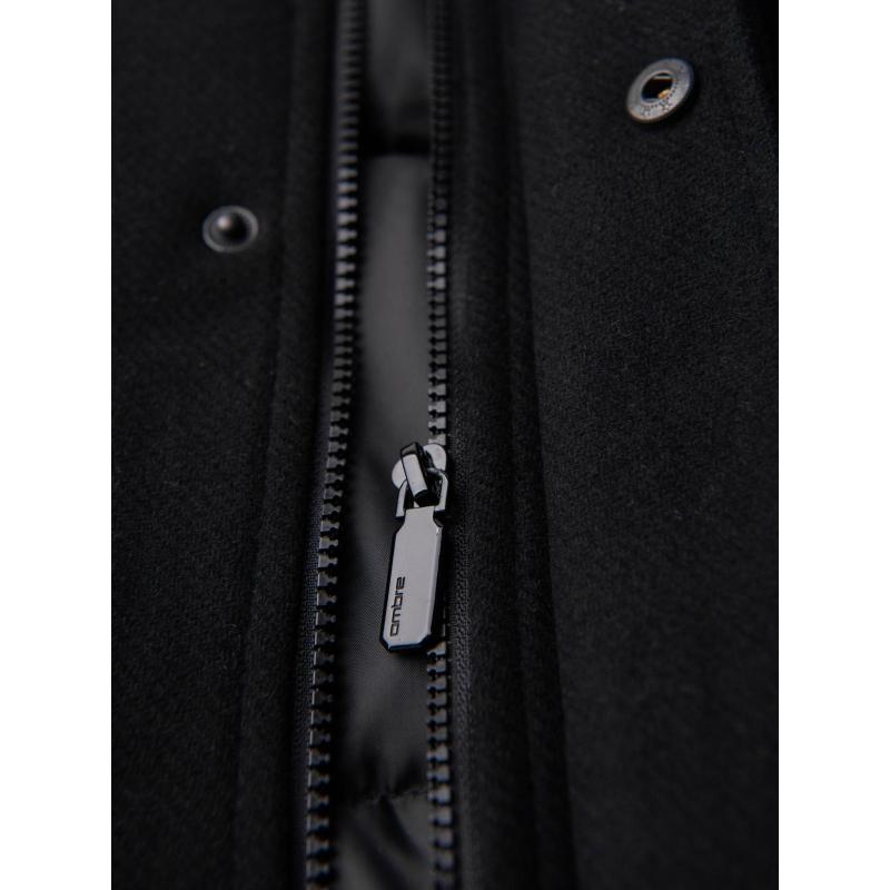 Pánsky parka kabát s vlnou a kapucňou – čierny V1 OM-COWC-0132