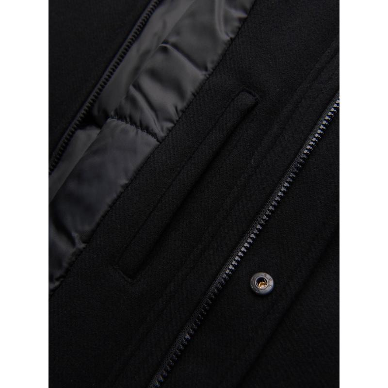 Pánsky parka kabát s vlnou a kapucňou – čierny V1 OM-COWC-0132