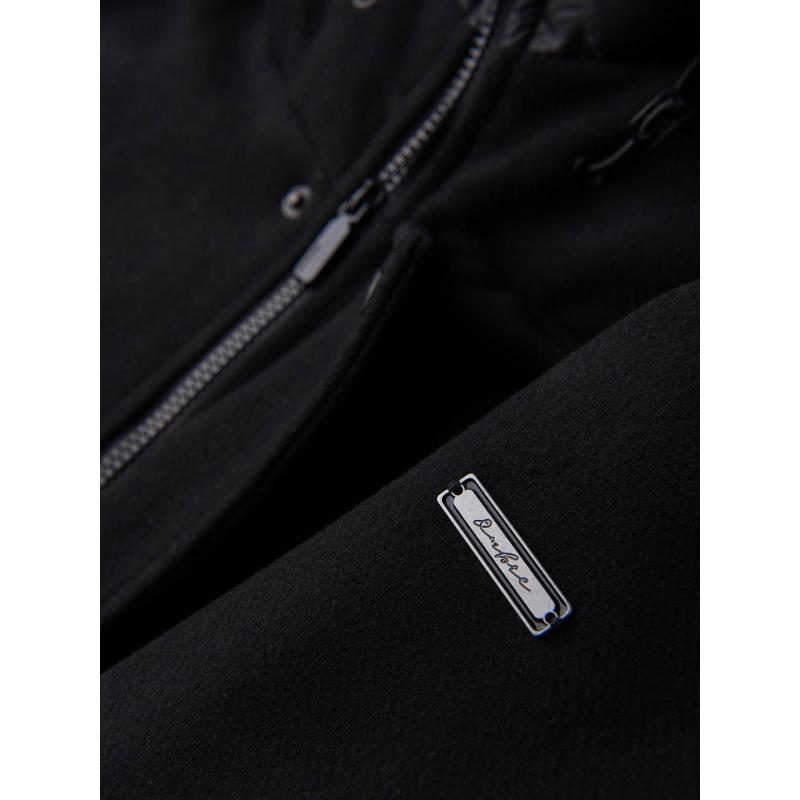 Pánsky parka kabát s vlnou a kapucňou – čierny V1 OM-COWC-0132