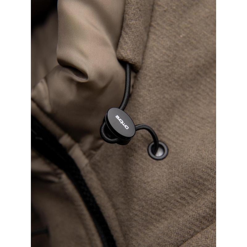 Pánsky parka kabát s vlnou a kapucňou – khaki V2 OM-COWC-0132