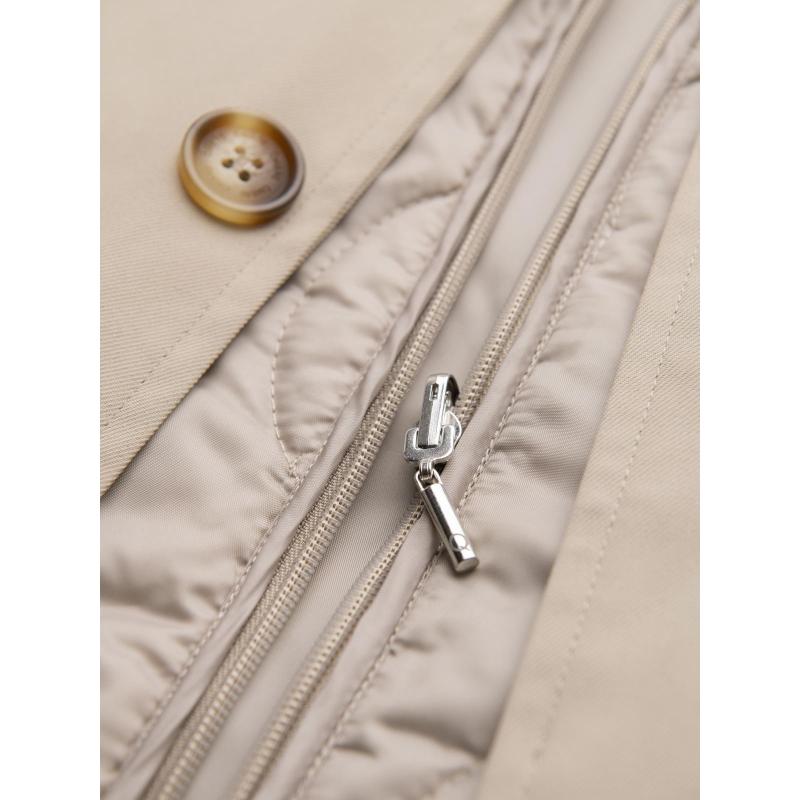 Pánský minimalistický kabát s odnímatelnou vestou – béžový V1 OM-COLC-0139