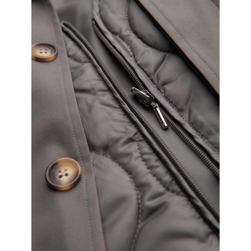 Pánský minimalistický kabát s odnímatelnou vestou – popelový V6 OM-COLC-0139