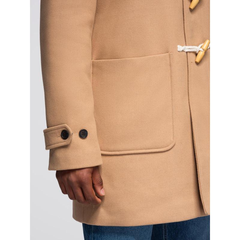 Férfi gyapjú kabát kapucnival – világosbarna V1 OM-COWC-0131