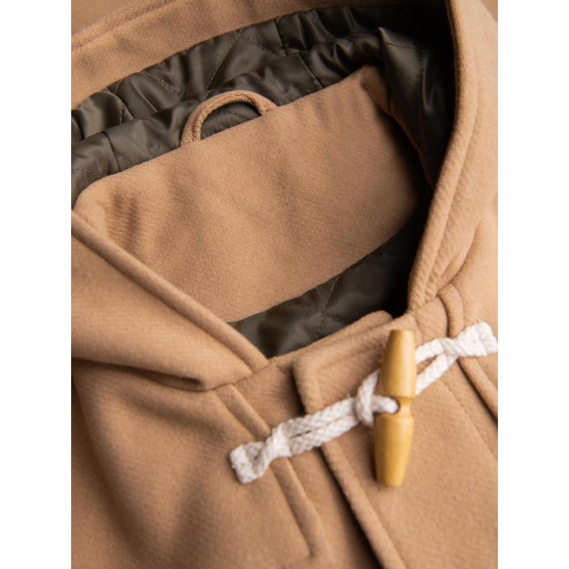 Férfi gyapjú kabát kapucnival – világosbarna V1 OM-COWC-0131